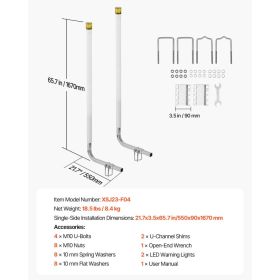 Boat Trailer Guide, 65.7 In With LED Light Trailer Guide Poles, 2PCS High-Hardness Steel Guide-Ons, Wide Adjustable Trailers Guides With PVC Pipe (Option: Black)